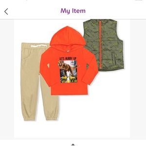Orange T-Rex hoodie toddler set